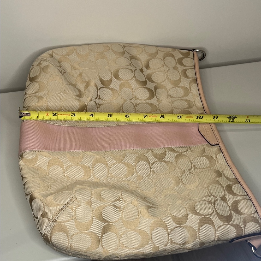 Coach Signature Beige and Pink Shoulder Bag - Picture 15 of 15